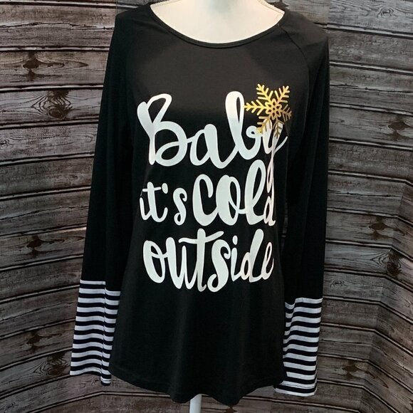 Fee ET RIT "Baby it's Cold Outside" Holiday Christmas Top NWT - Picture 3 of 5